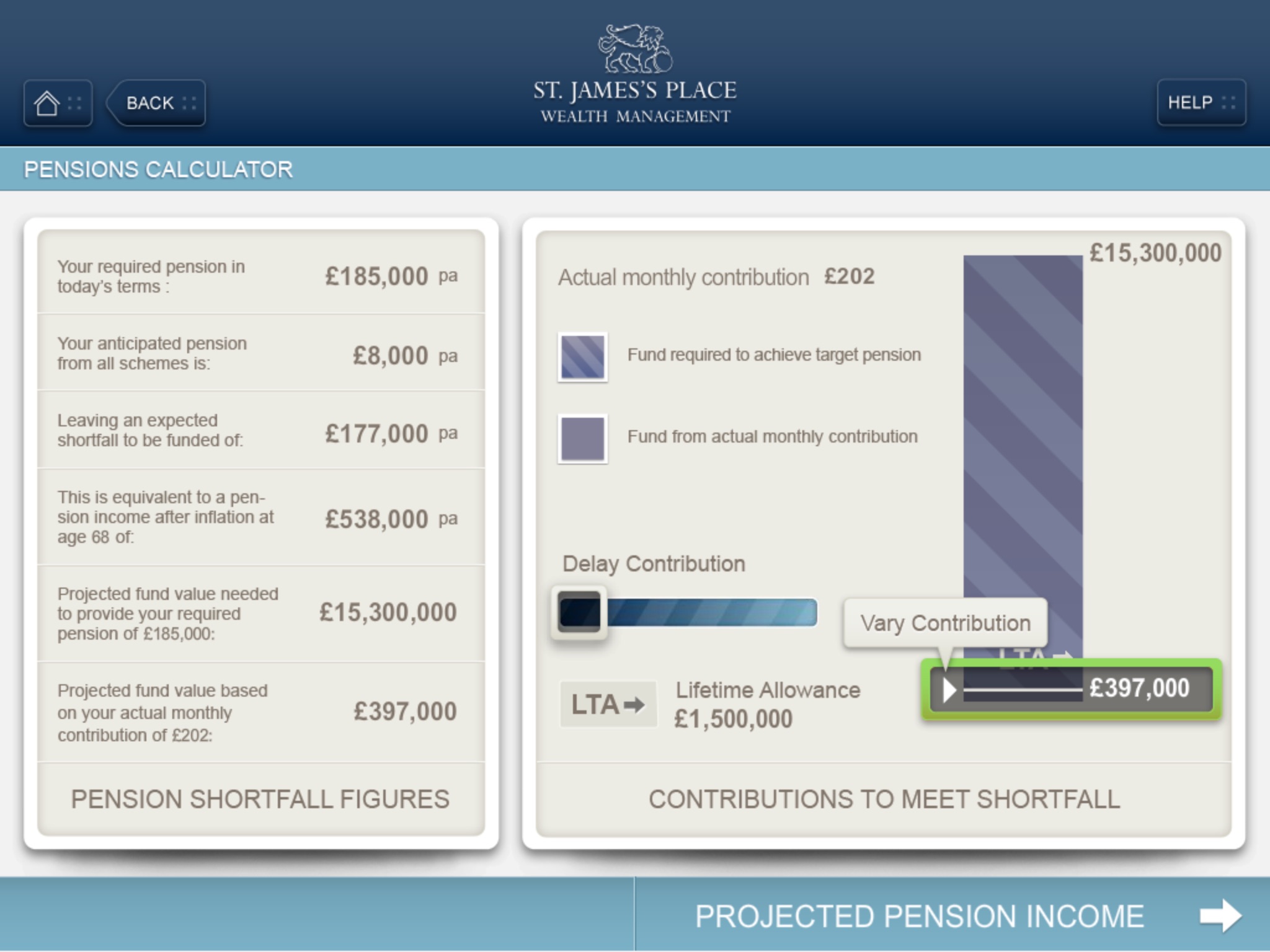 SJP Pension Shortfall screenshot 3