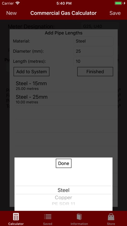 Commercial Gas Calculator