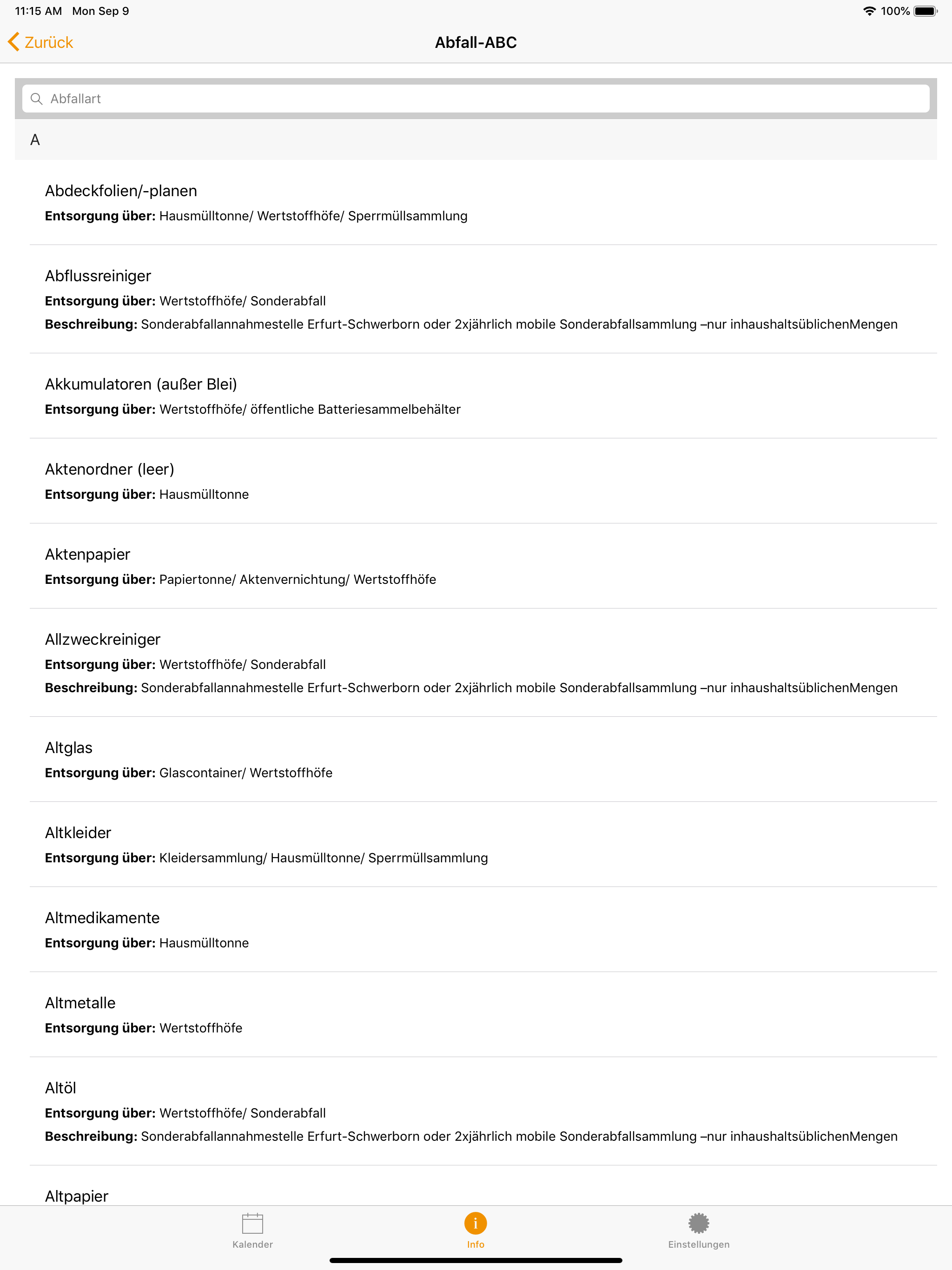 Abfall-App Erfurt