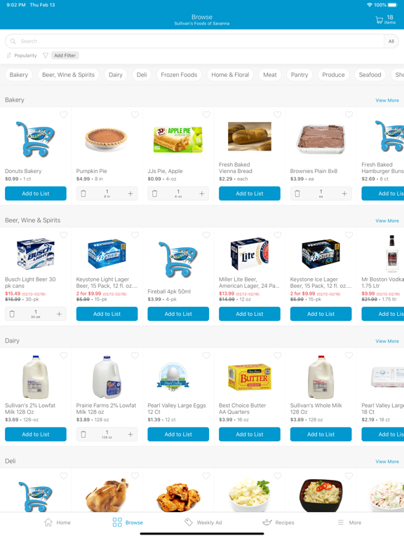 Sullivan's Foods iPad screenshot 1 - Shopping app