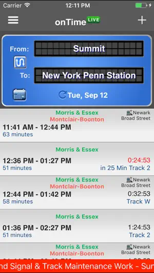 onTime : NJT, Light Rail, Bus screenshot 1