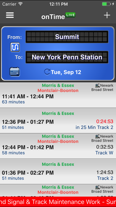 Screenshot #1 pour onTime : NJT, Light Rail, Bus