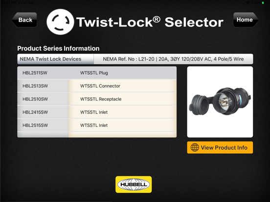 Twist-lock Product Selector iPad screenshot 4 - Reference app