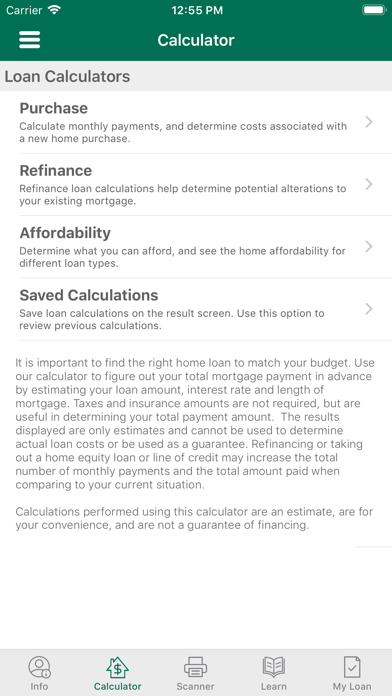 Bank of Washington Mortgage Screenshot