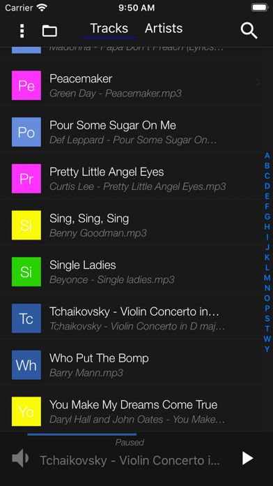 Overture Audio Player Screenshot