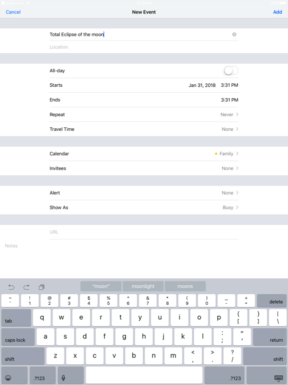 Lunar Eclipse iPad screenshot
