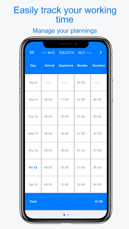 Planningify : Work timesheet screenshot-0
