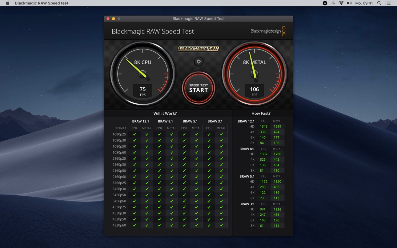 Screenshot 1 of Blackmagic RAW Speed Test