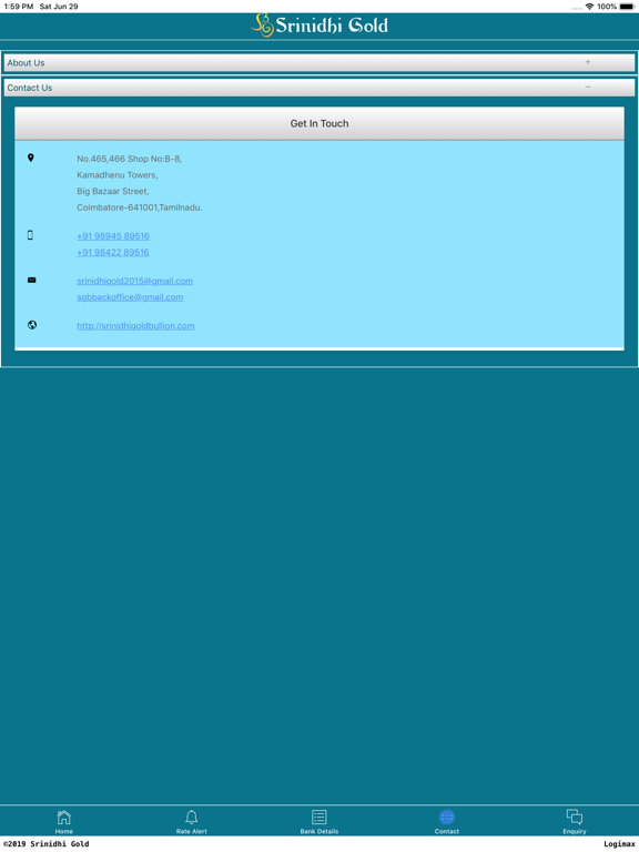 Srinidhi Gold Bullion iPad screenshot