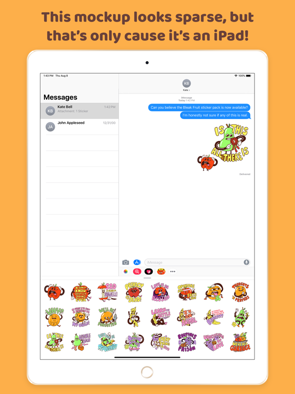 Bleak Fruit Stickers iPad screenshot 3 - Stickers app