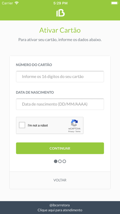 Cartão IB Corretora Screenshot