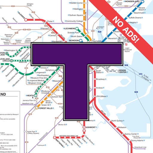 MBTA Boston T Map -- Ad Free