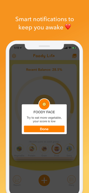 FoodyLife: Screenshot van de app Food Diary