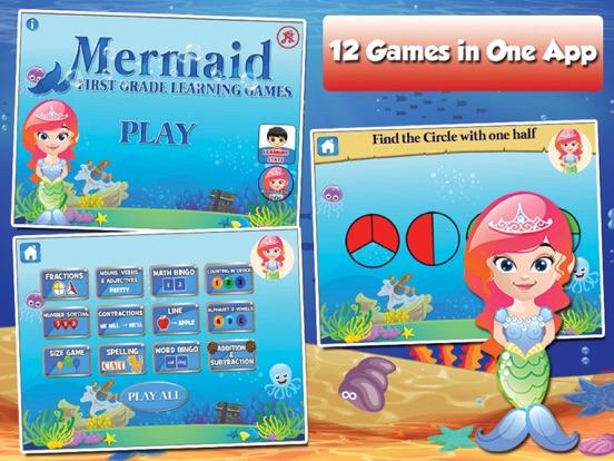 Mermaid Princess Grade 1 Games iPad screenshot 1 - Education app