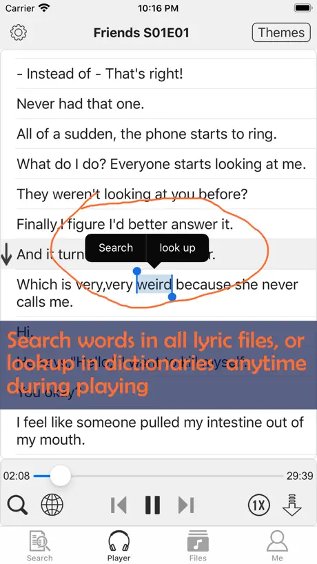 lyric player, subtitle player