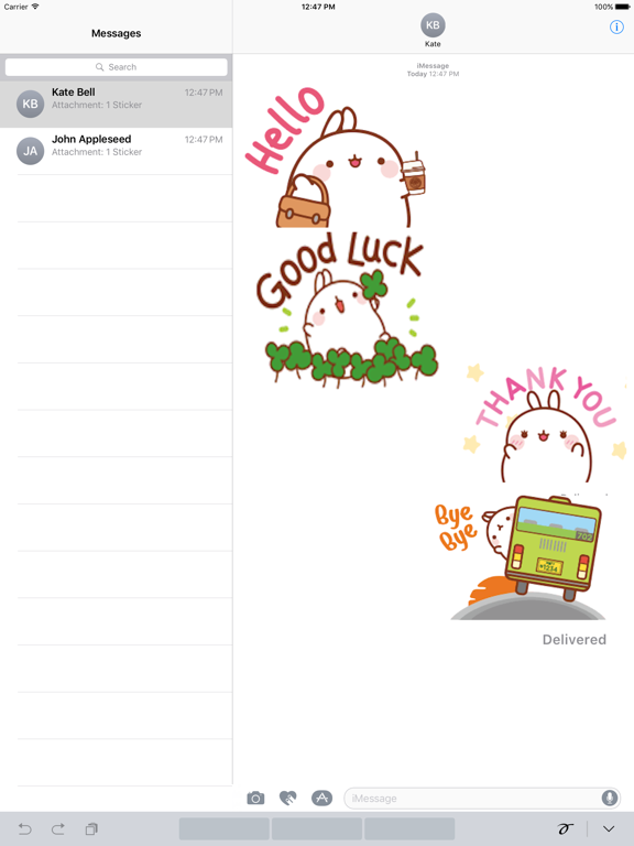 Animated Cute Molang Rabbit iPad screenshot 1 - Stickers app