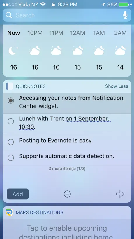 Quick Notes Widget