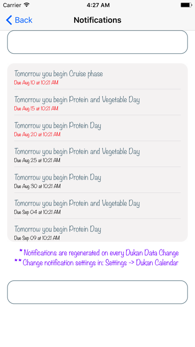 Dukan Calendars Screenshot