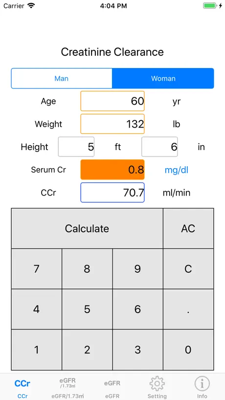 CreatinineClearanceCalculator