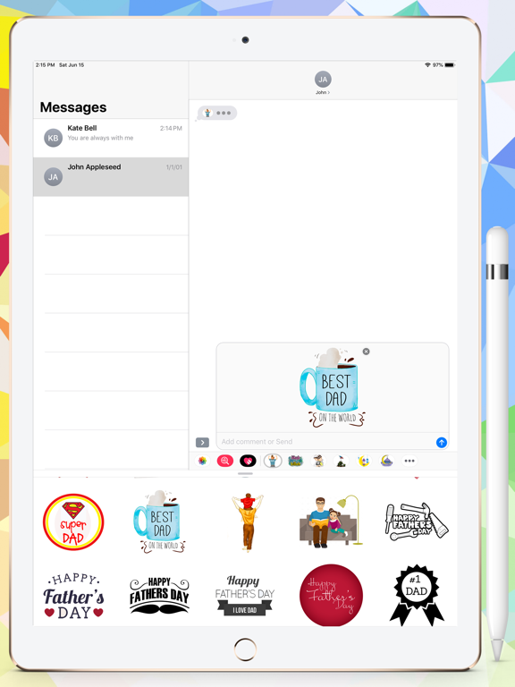 Happy Fathers Day Celebrations iPad screenshot 10 - Stickers app