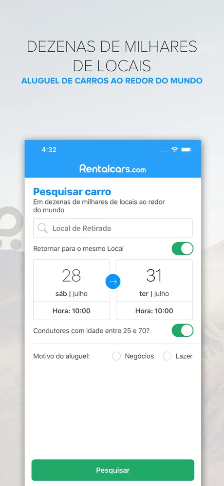 Aplicativo Rentalcars.com