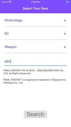 FFXIV Gear Calculator iPhone image 1