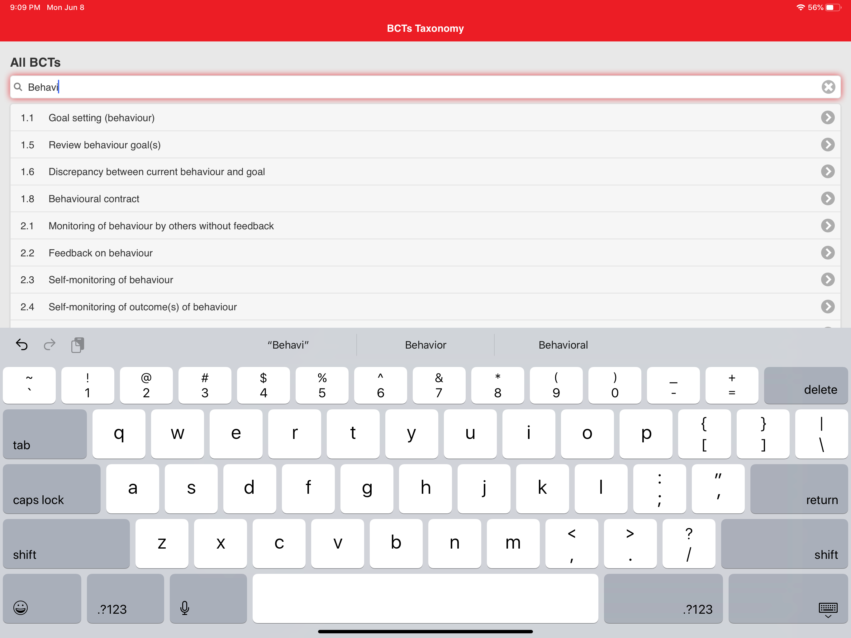 BCT Taxonomy screenshot 11