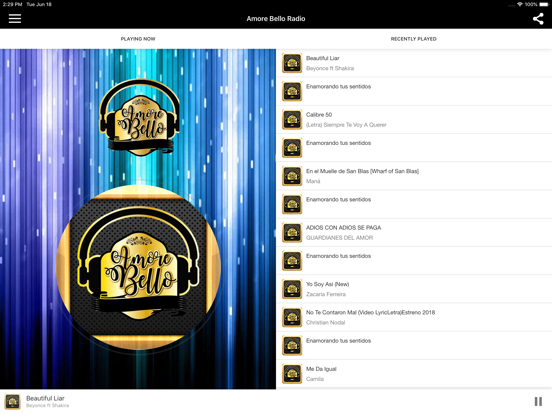 Amore Bello Radio iPad screenshot 4 - Music app