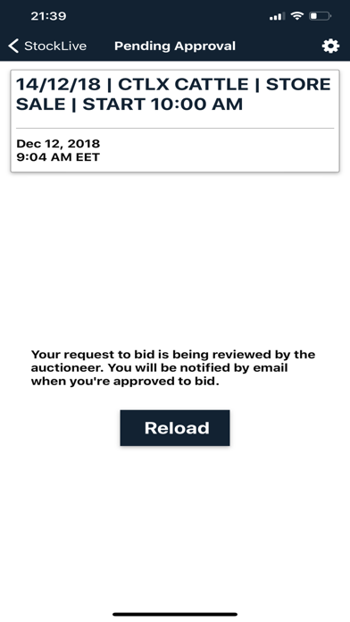 StockLive Mobile Bidding Screenshot