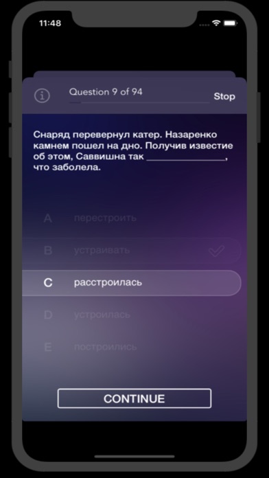 Russian Grammer Test Screenshot