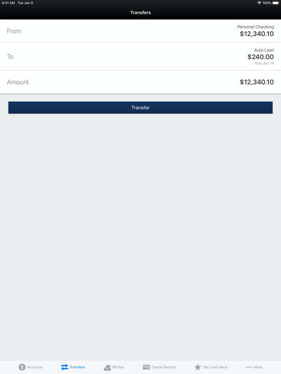 Golden Belt Bank iPad screenshot 4 - Finance app