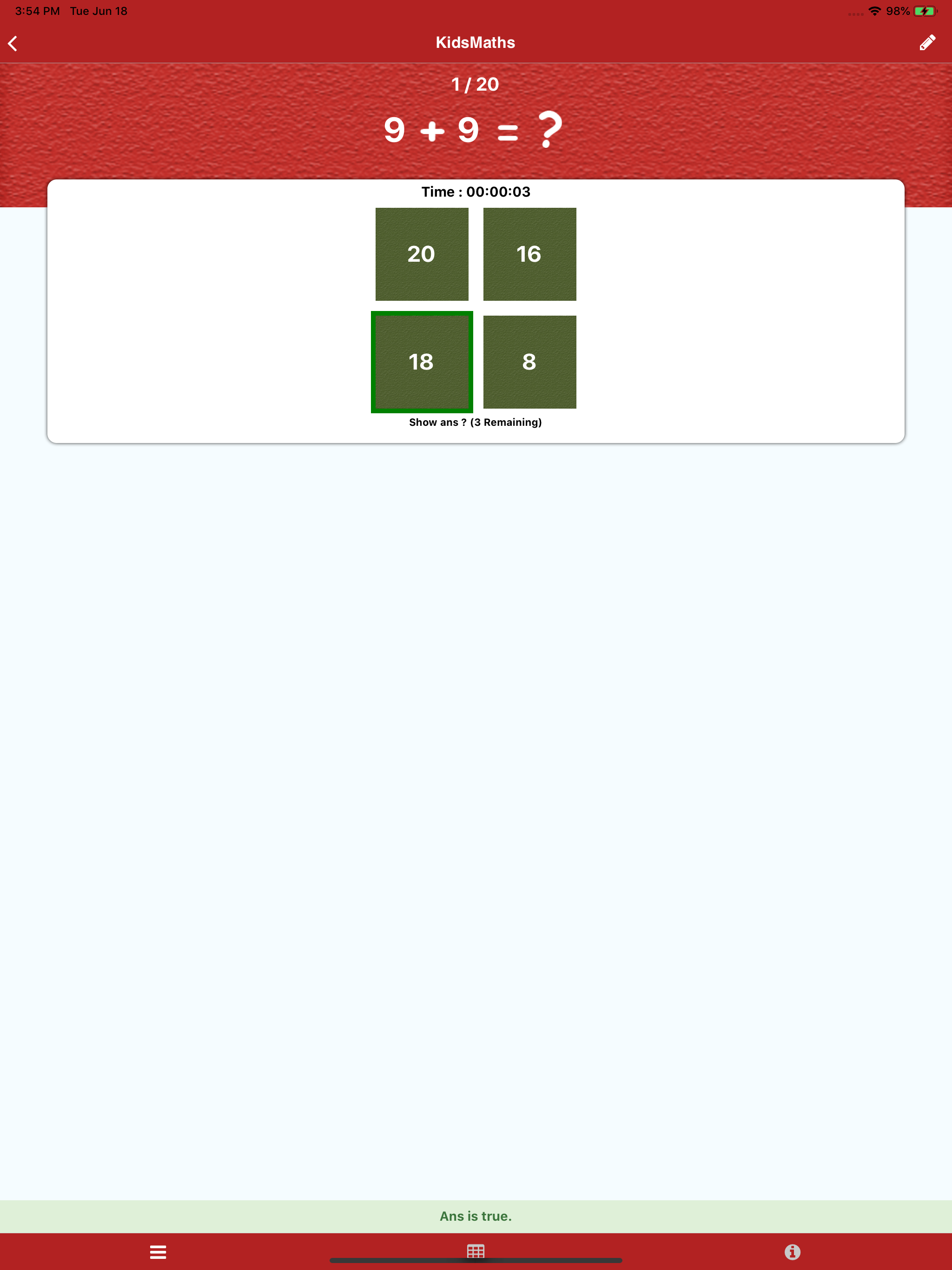 Kids Maths Learn Quiz Game
