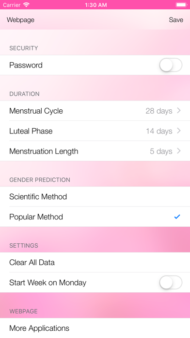 Menstrual Cycle Tracker Screenshot