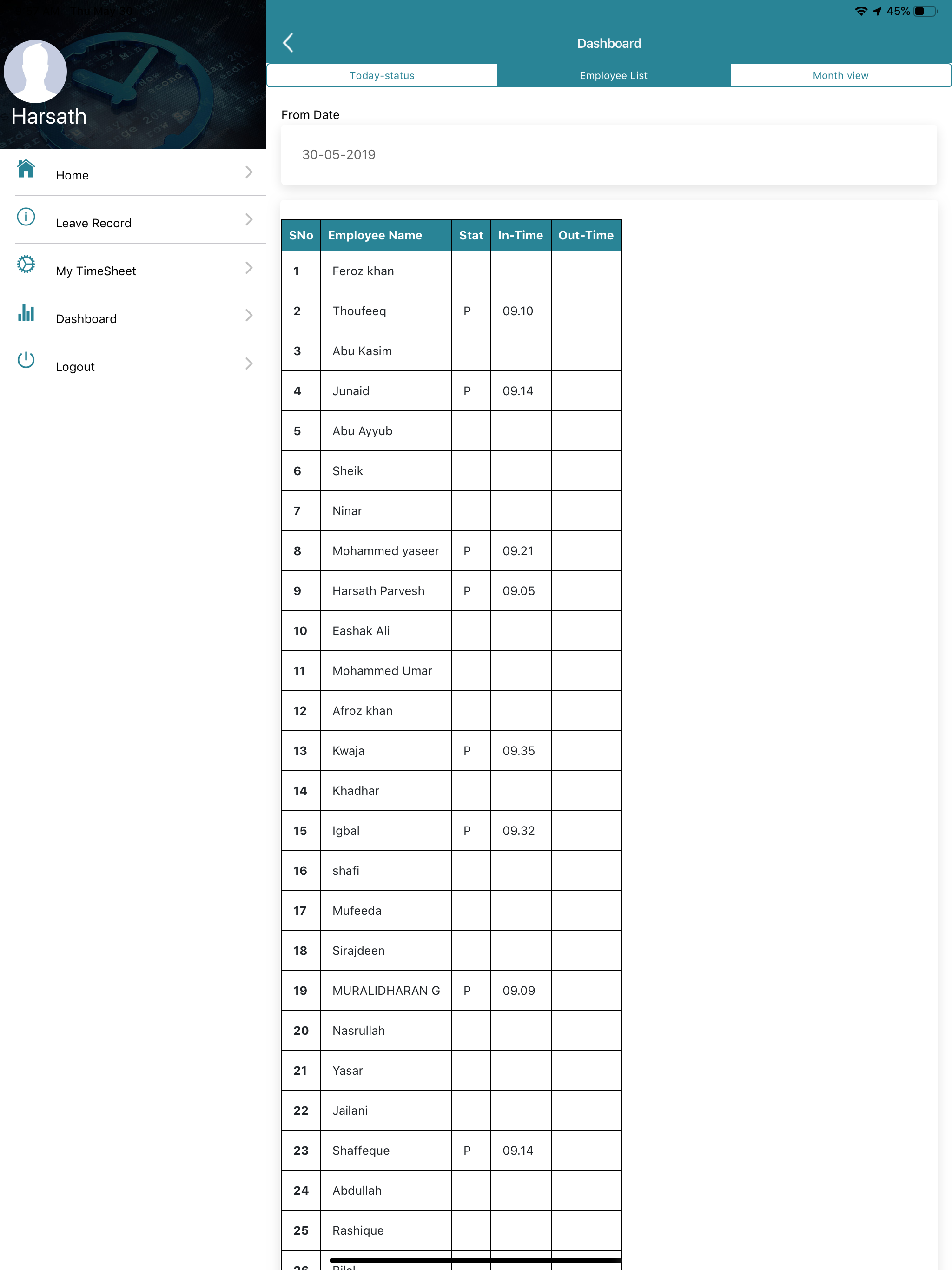 Smart Self service Attendance
