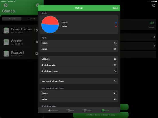 Score Tracking and Statistics iPad screenshot