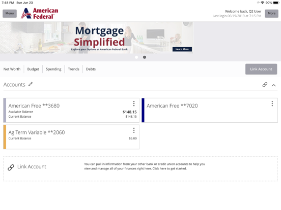 American Federal Bank iPad screenshot 2 - Finance app