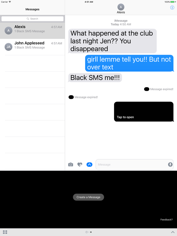 Screenshot #1 for Black SMS - Protected Texts