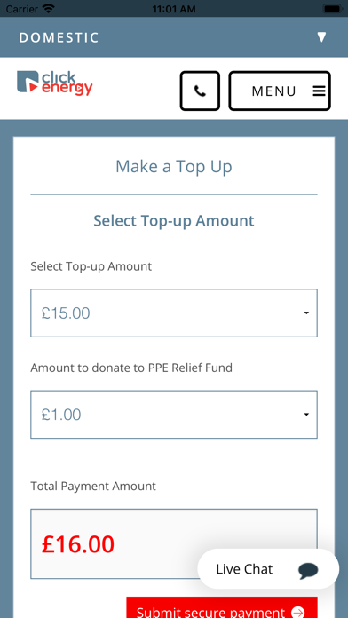 Click Energy NI Smart Top Up Screenshot