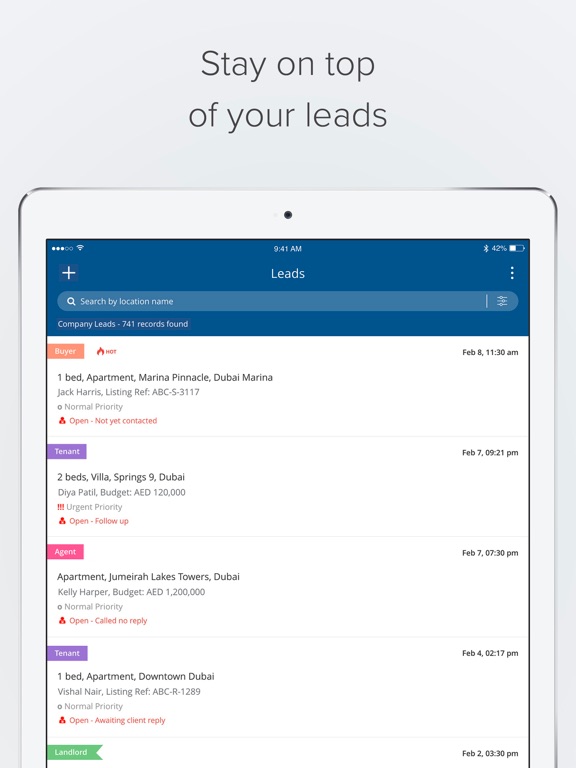 Propspace Real Estate CRM iPad screenshot 3 - Business app
