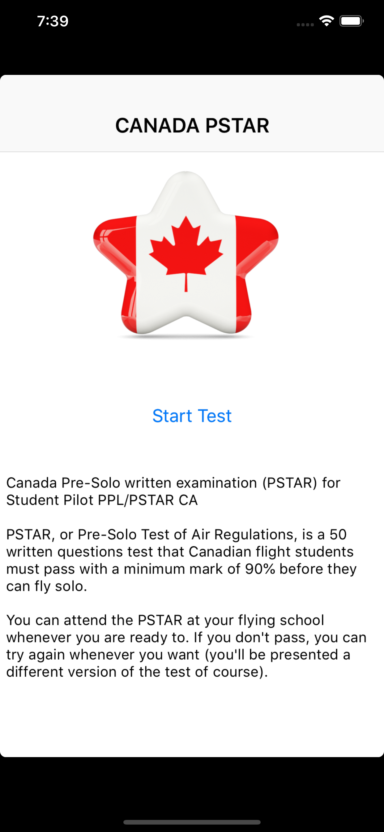 Canada Pre-Solo written exam