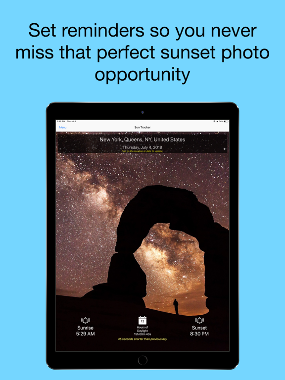 Sun Tracker - sunrise & sunset iPad screenshot 4 - Weather app