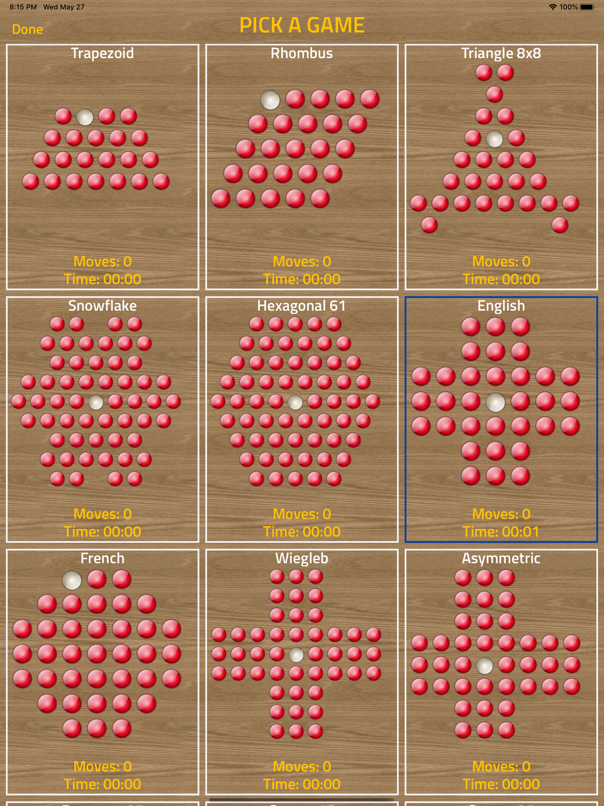 Marble Solitaire - Peg Puzzles