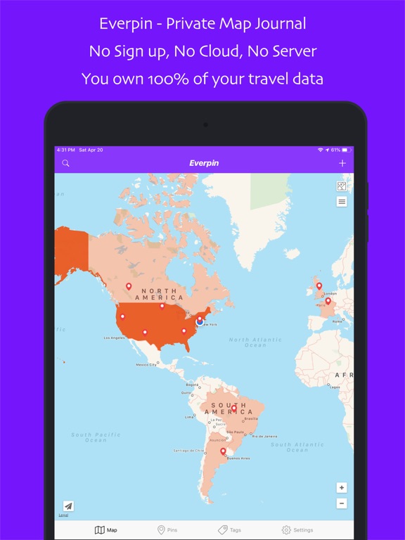 Screenshot #1 for Everpin - Private Map Journal