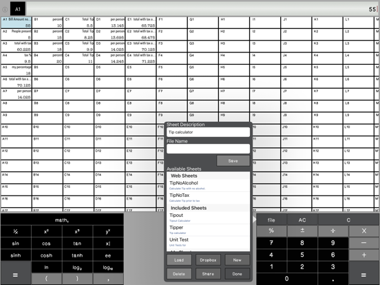 Screenshot #5 pour Calculator  SpreadSheet