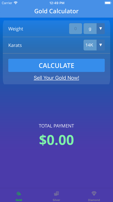 Calculator-Gold Silver Diamond iPhone screenshot 2 - Business app