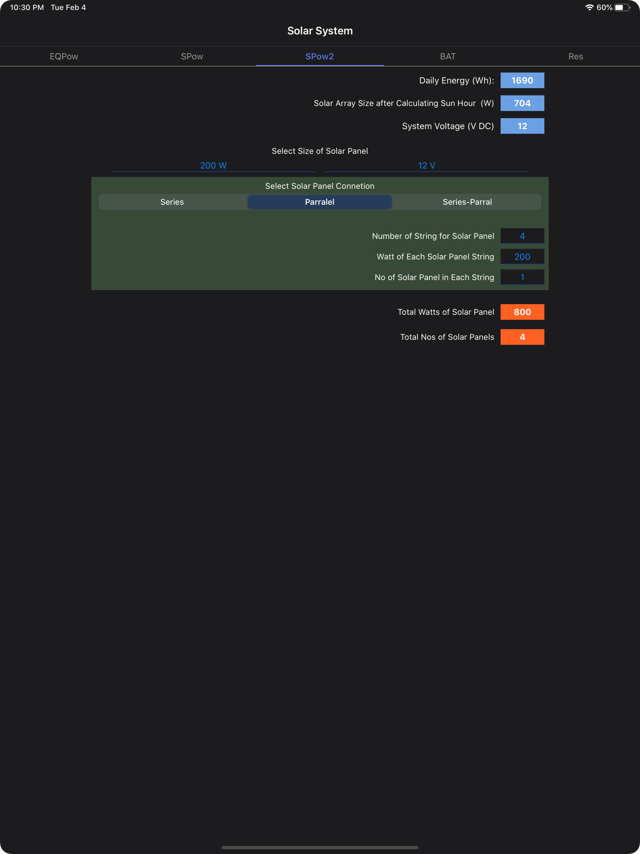PV Calculator - off grid