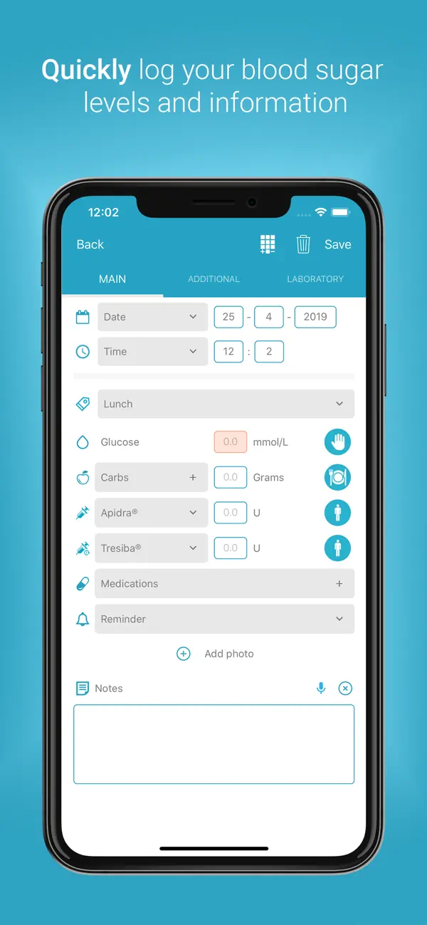 Diabetes:M iOS app screenshot showing feature 2