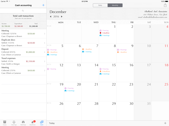 Lawyer's Planner iPad screenshot