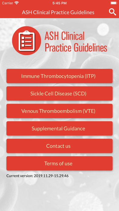 ASH Practice Guidelines Screenshot