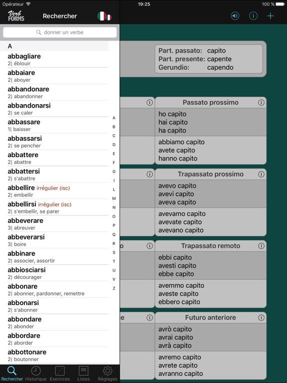 Screenshot #6 pour Verbes italiens et conjugaison